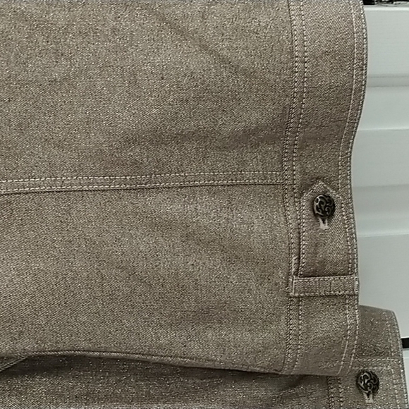 Chico's Gold/Brown Denim Jacket with Embroidery Sz Chico's 1 (Sz 8 or small) - Picture 10 of 14